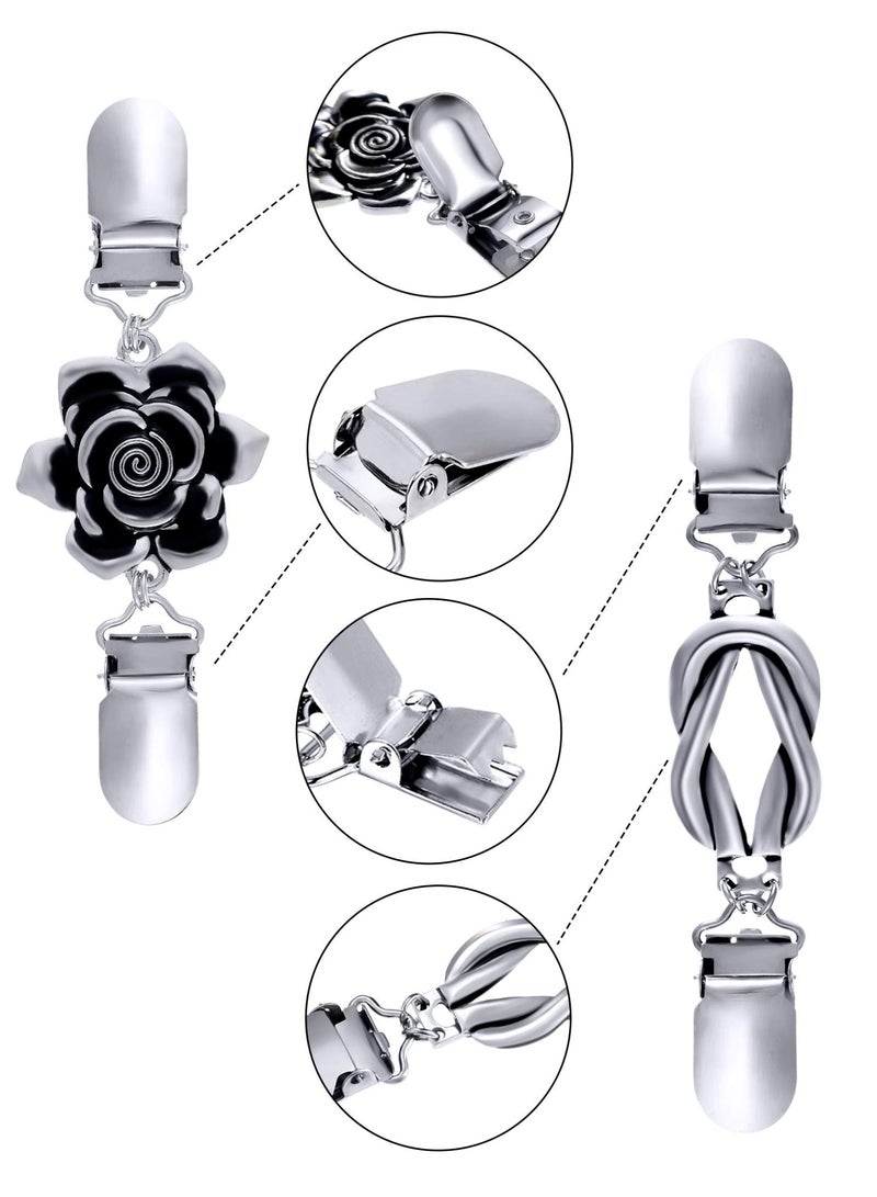 موردلي 4 قطع من مشابك شال سترة عتيقة ومشابك ياقة كارديجان ريترو ومشابك بروش قميص رسمي للنساء - Image 4